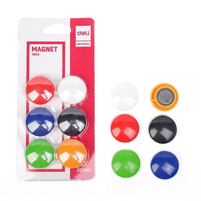 Deli Universal Magnetic Board Magnets 30MM 6 Pieces