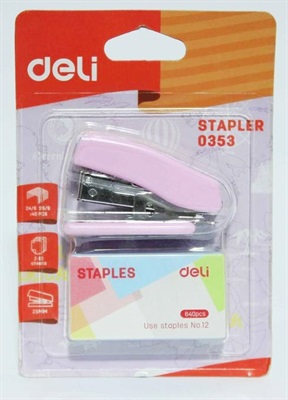 DELI E0353 Mini Colour Stapler with Stapler Pins