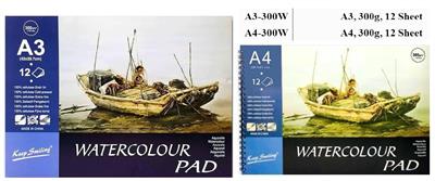 Keep Smiling A4 & A3 12 Pages A3 300gsm Watercolour Pad