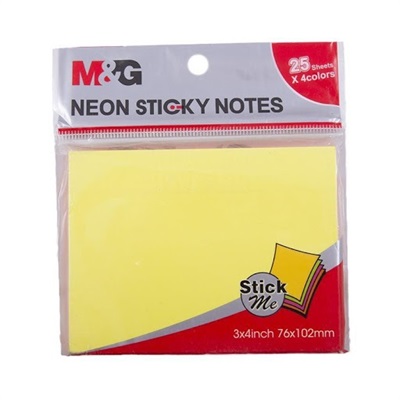 M&G YS-184 Neon Sticky Notes 3x4 Inches 4 Colours 