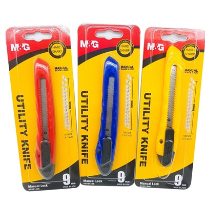 M&G 4pcs Utility Knife 9mm/18MM Paper Cutter Stationery Knife Stainless  Steel Metal Office High Carbon Steel AKnife Metal Blade