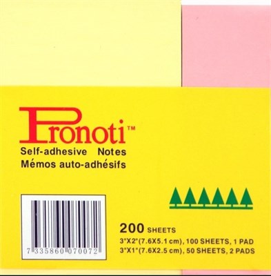 Pronoti Tri-Colour Pastel Memo Sticky Notes 3x2 Inches