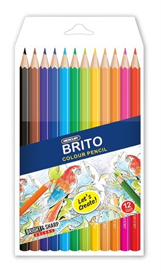 Mercury Brito 12 Colour Pencils Full Size Wallet Pack