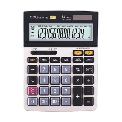 Deli Core Series E1671C Metal Surface 14-Digits Desktop Calculator