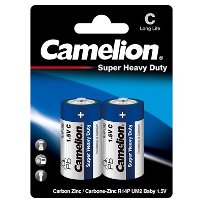 Camelion Super Heavy Duty C-Size Battery x 2 Cell Blister Pack