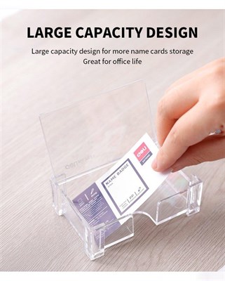 Deli E7621 PS Top View Transparent Business Card Holder