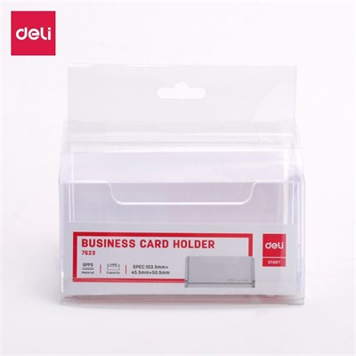 Deli E7623 PS Front View Transparent Business Card Holder