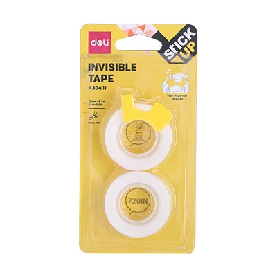 Deli EA30411 Invisible Stationery Tape 0.5 Inch x 20 Yards 02 Pieces Roll