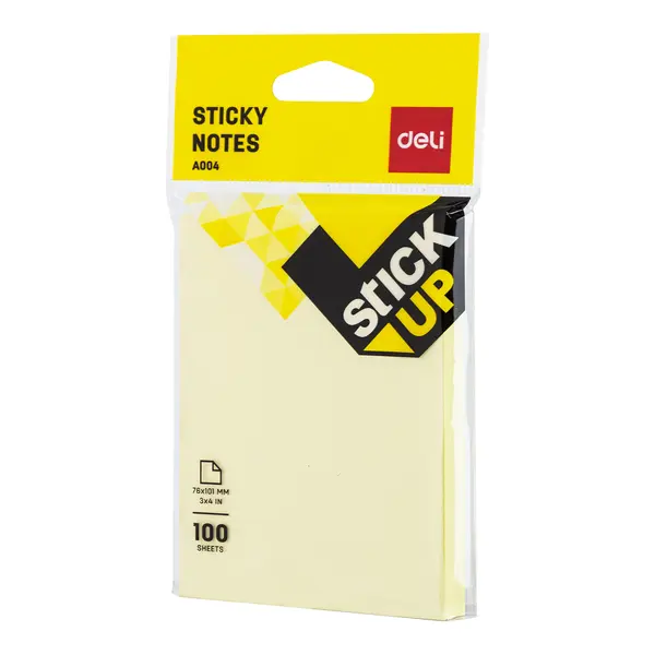 Deli EA00452 Yellow Sticky Notes 3x4 Inches 