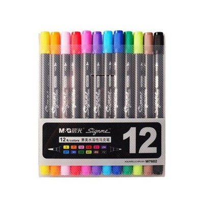 M&G Signme Professional Dual Tip Watercolour Brush Markers 12 Colours