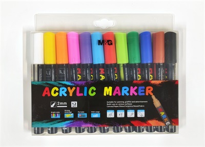 M&G APL976E1 12 Acrylic Colour Paint Markers Set