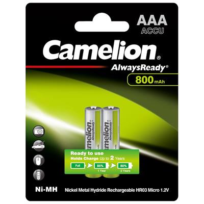 Camelion AlwaysReady Ni-MH Rechargeable AAA Battery (Pencil Cell) Blister Pack
