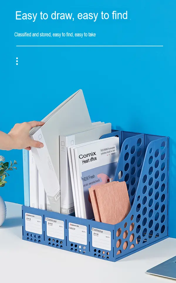 Comix B2075 Plastic Magazine Holder 4 Compartments
