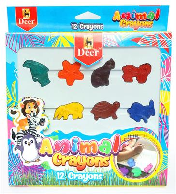 Deer 1-2-030 Animal Wax Crayons 12 Colours
