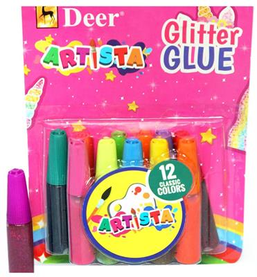 Deer 1-2-101 Glitter Glue 12 Colour Tubes