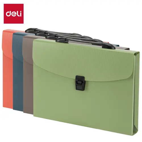 Deli E5557 A4 13 Pockets Expanding File Buckled with Handle