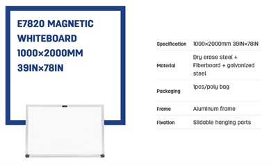 Deli Focus Magnetic Whiteboard 6.5x3.25 Feet E7820