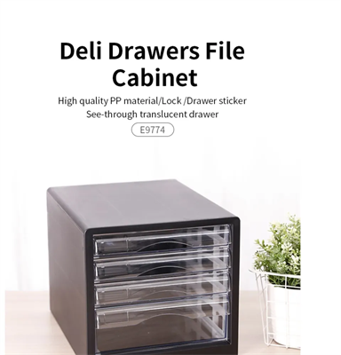 Deli E9774 4-Drawers Plastic File Cabinet