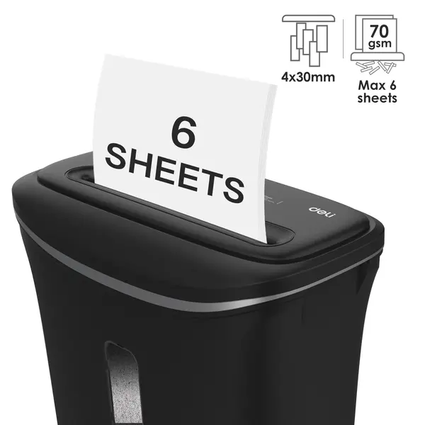 Deli E9945 6-Pages Cross-Cut P-4 Paper Shredder