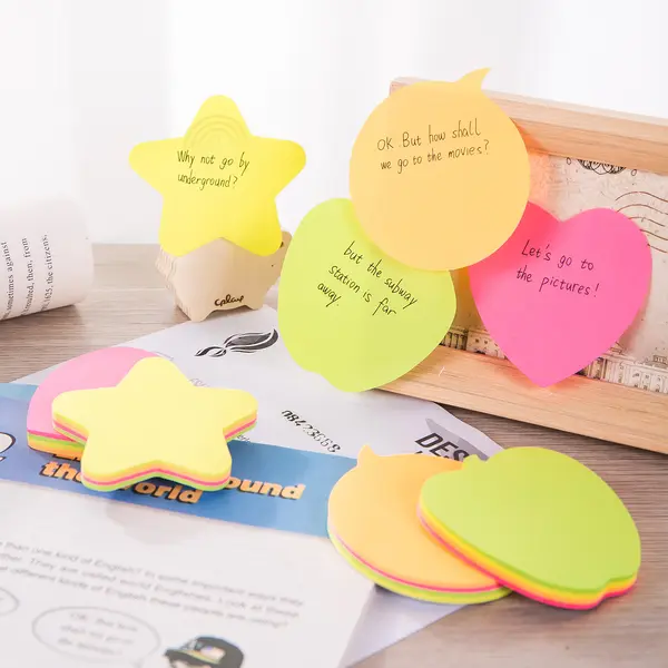 Deli EA03202 Neon Color Shape Sticky Notes 3×3 Inches 80 Sheets 