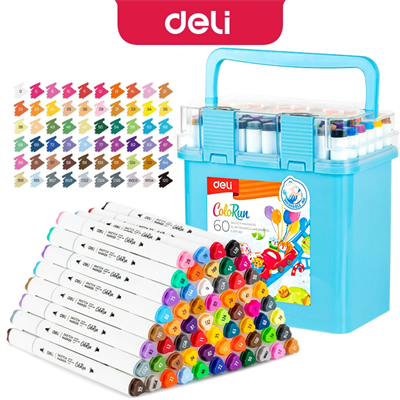 Deli EC187 Dual-Tip ColoRun Sketch 12, 24, 36, 48 & 60 Colour Markers