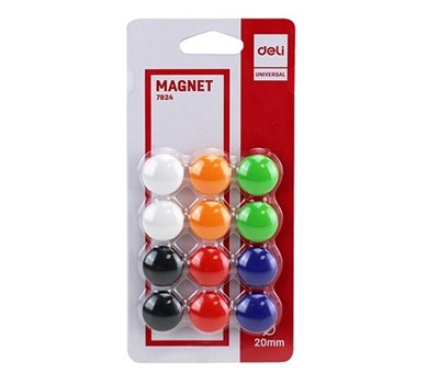 Deli Universal Magnetic Board Magnets 20MM 12 Pieces