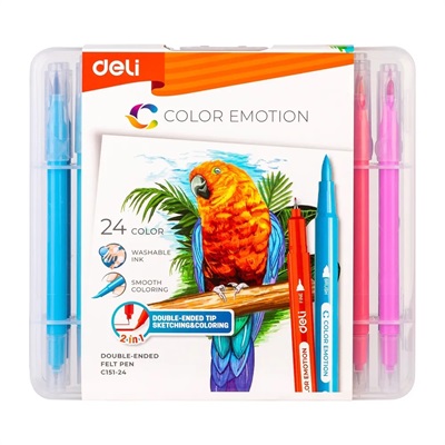 Deli 24 Colors Felt Pen Fiber Bullet Tip 1.0mm Washable Felt Tip Pens  Fabric Pens Felt Pens for Drawing Painting Writing Note Taking Supplies  Bright Colors Easy Coloring
