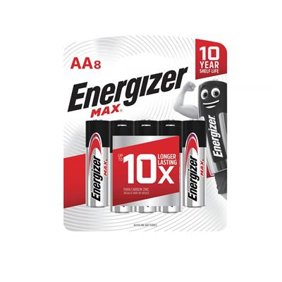 Energizer E92BP8 Max Alkaline AAA Battery x 8 Blister Pack (Pencil Cell)