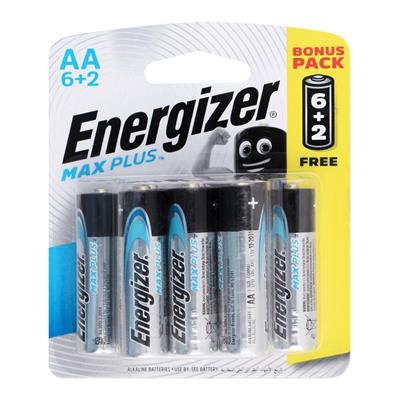 Energizer EP91BP6+2 Max Plus Alkaline AA Battery x 8 Blister Pack (Pencil Cell)