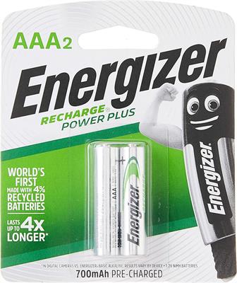 Energizer NH12PPBP2 Power Plus AAA 700mAh Two Rechargeable Batteries