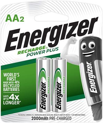 Energizer NH15PPBP2 Power Plus AA 2000mAh Two Rechargeable Batteries 