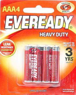Eveready 1012 Red AAA Battery x 4 Blister Pack (Pencil Cell)