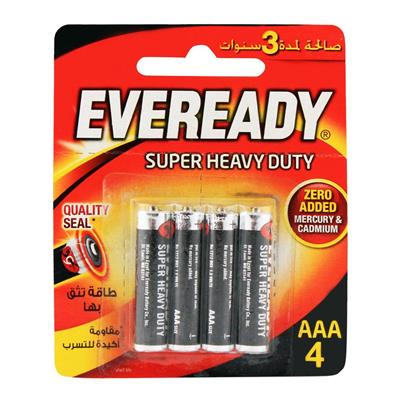 Eveready 1212 Black AAA Battery x 4 Blister Pack (Pencil Cell)