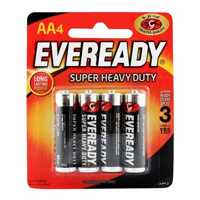 Eveready 1215 Black AA Battery x 4 Blister Pack (Pencil Cell)