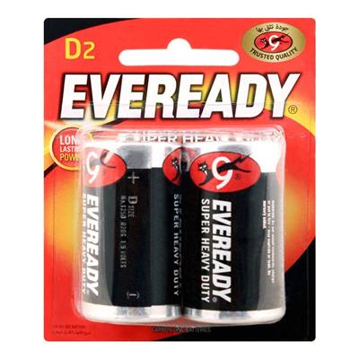 Eveready 1250 Black D Battery x 2 Blister Pack