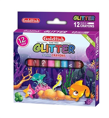 Goldfish CG-12S Flupa Glitter Crayons 12 Colours