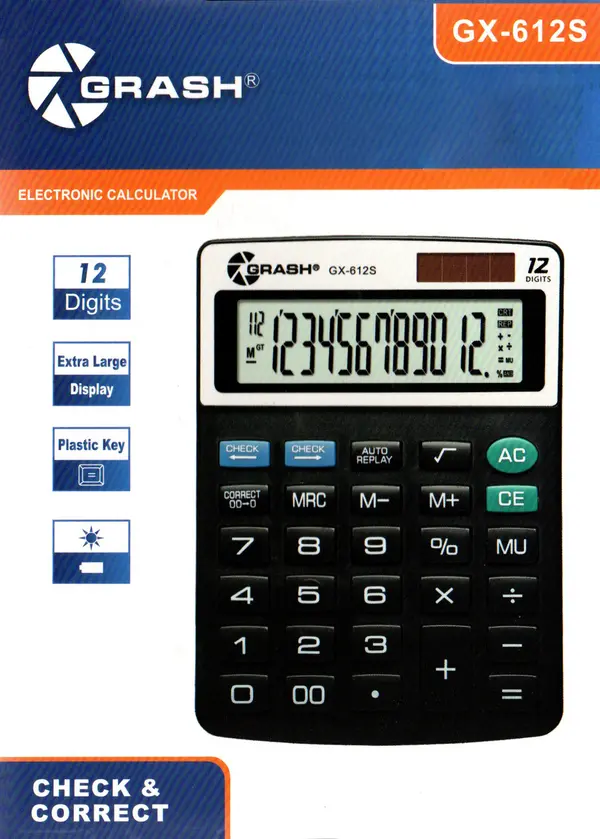Grash GX-612S 12-Digits Desktop Calculator