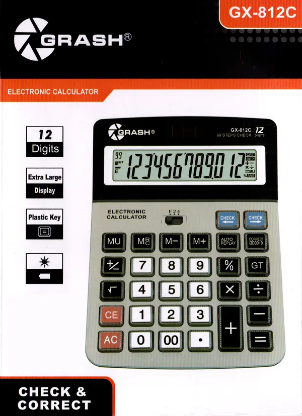 Grash GX-812C 12-Digits Desktop Calculator