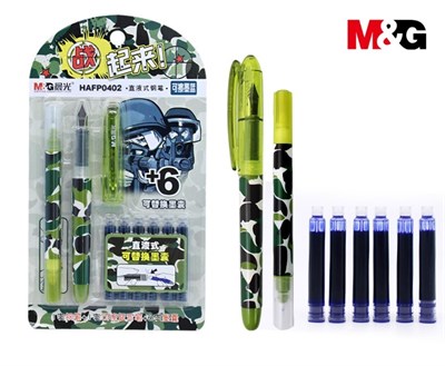 M&G Camouflage Cartridge Fountain Pen with Remover and 6 Refills