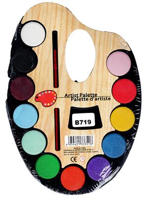 Keep Smiling Artist Palette Water Colour Paints 12 Colours