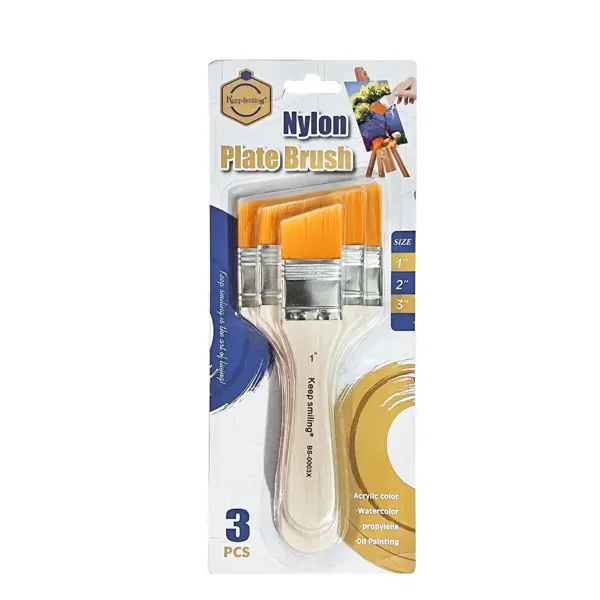 Keep Smiling BS-003X Nylon Plate Brush Angular Brush 3 Pcs Set