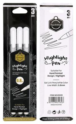 Keep Smiling E0430 White Highlight Pen 0.8mm 3 Pcs Set