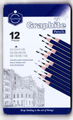 Keep Smiling TB-8008 Graphite Pencil Aluminium Tin Pack 12 Pcs Set