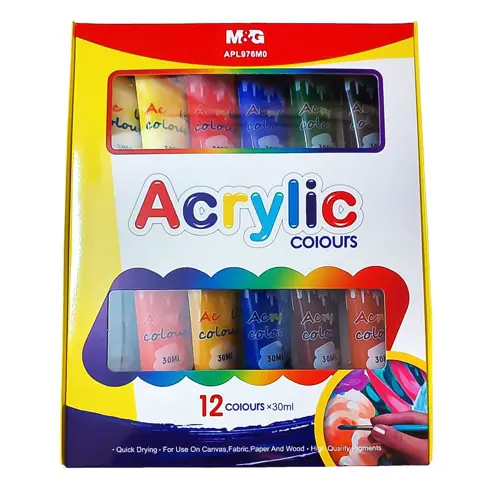 M&G APL976M0 Acrylic Paint Set 12 Colours 30ml Tubes