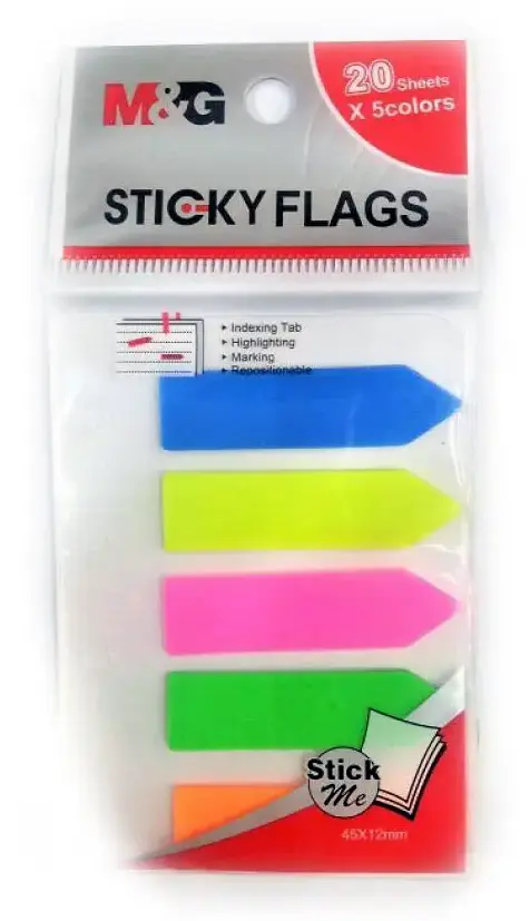 M&G YS-99 Neon Sticky Flags Arrow 5 Colours