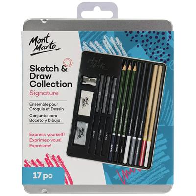 Mont Marte MMGS0033 Signature Sketch & Draw Collection Sketching Set 17 Pieces