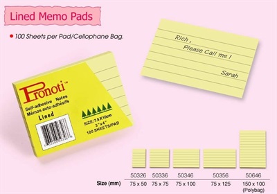 Pronoti Yellow Pastel Lined Memo Notepads 3x5 Inches