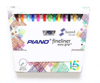 Piano Easy Grip Fineliner Pack of 15 Colours