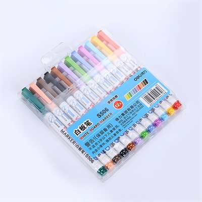 Deli ES506 White Board Erasable Marker 12 Colours
