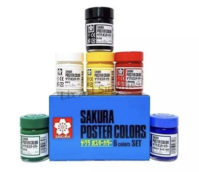 Sakura Poster Colour XPW-6 30ML Glass Bottle 06 Colour Set